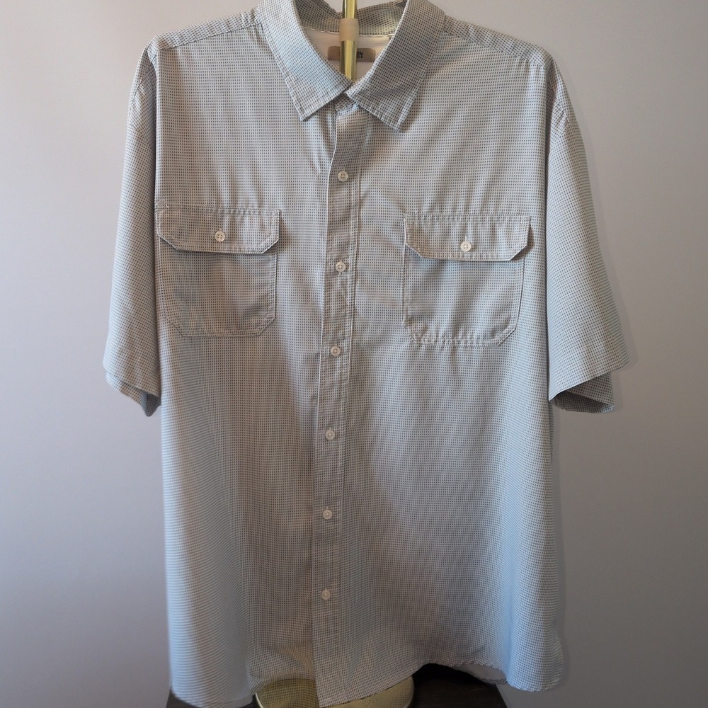 Kenneth Cole Reaction Shirt Mens 3X White Blue Microprint Short Sleeve XNXA6GU1W